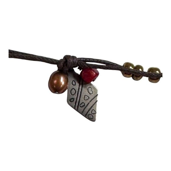 Silpada Mixed Material Necklace Sterling Abalone Imit Pearls Dk Red & Wood Beads - Picture 9 of 9